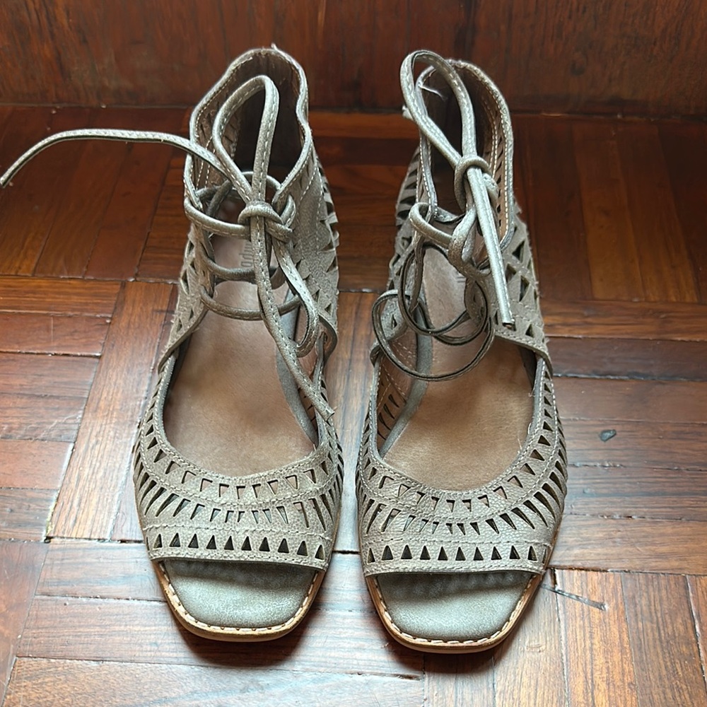 Jeffrey Campbell Gray Woven Leather Sandals